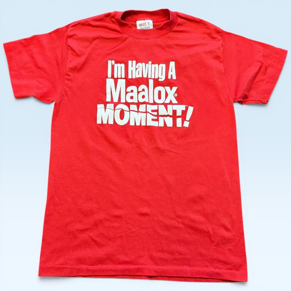 Vintage Maalox Shirt Mens Medium Red I'm Having A Maalox Moment Tee-Jays Tee